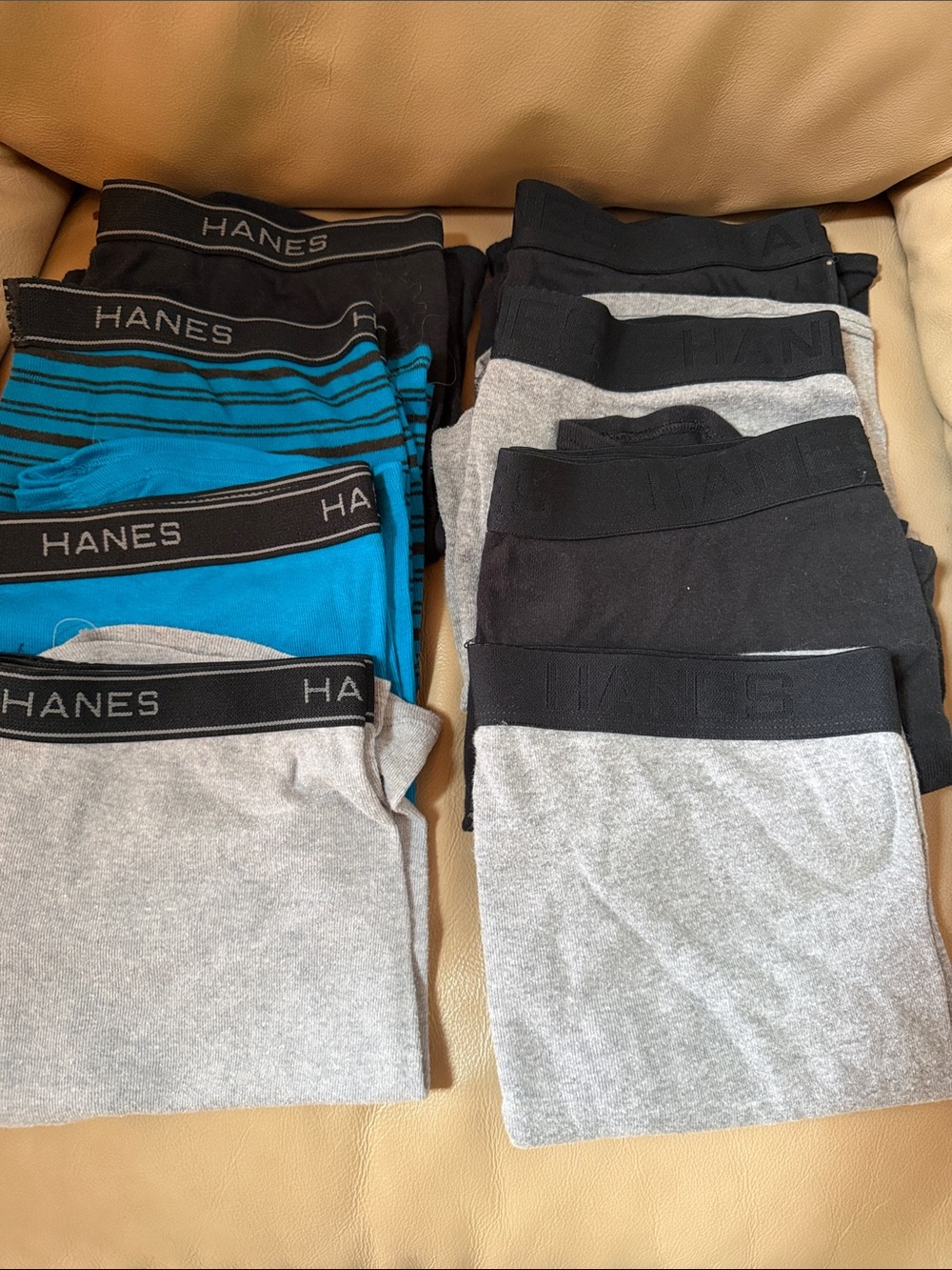 Hanes Men's Boxer Briefs — Black, Gray & Blue Stripe